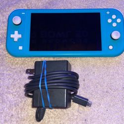 BLUE NINTENDO SWITCH LITE HANDHELD CONSOLE WITH VIDEO GAME & CHARGER