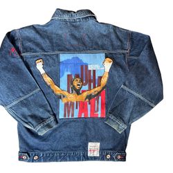 Vintage platinum FUBU jacket denim Muhammad Ali rare 2000’s    SZ-L 