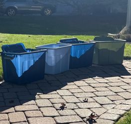 Three storage bins with covers