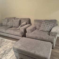 Couch And Loveseat With TV And Wall Mount