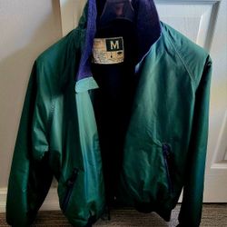Men's Green and Blue fleece Bomber Jacket/windbreaker  Med