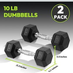 Set, 10 lb Rubber Encased Dumbbells 