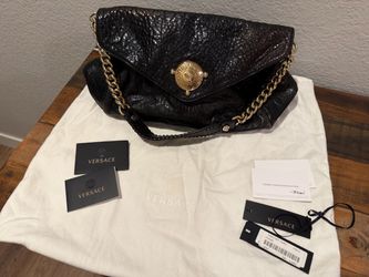 Versace authentic black leather bag purse - mint condition