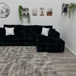 Black Sectional Couch - Free Delivery 