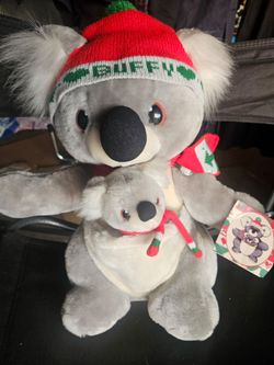 Vintage 1987 Applause Buffy Koala Mom & Baby Christmas Plush w/ Tag