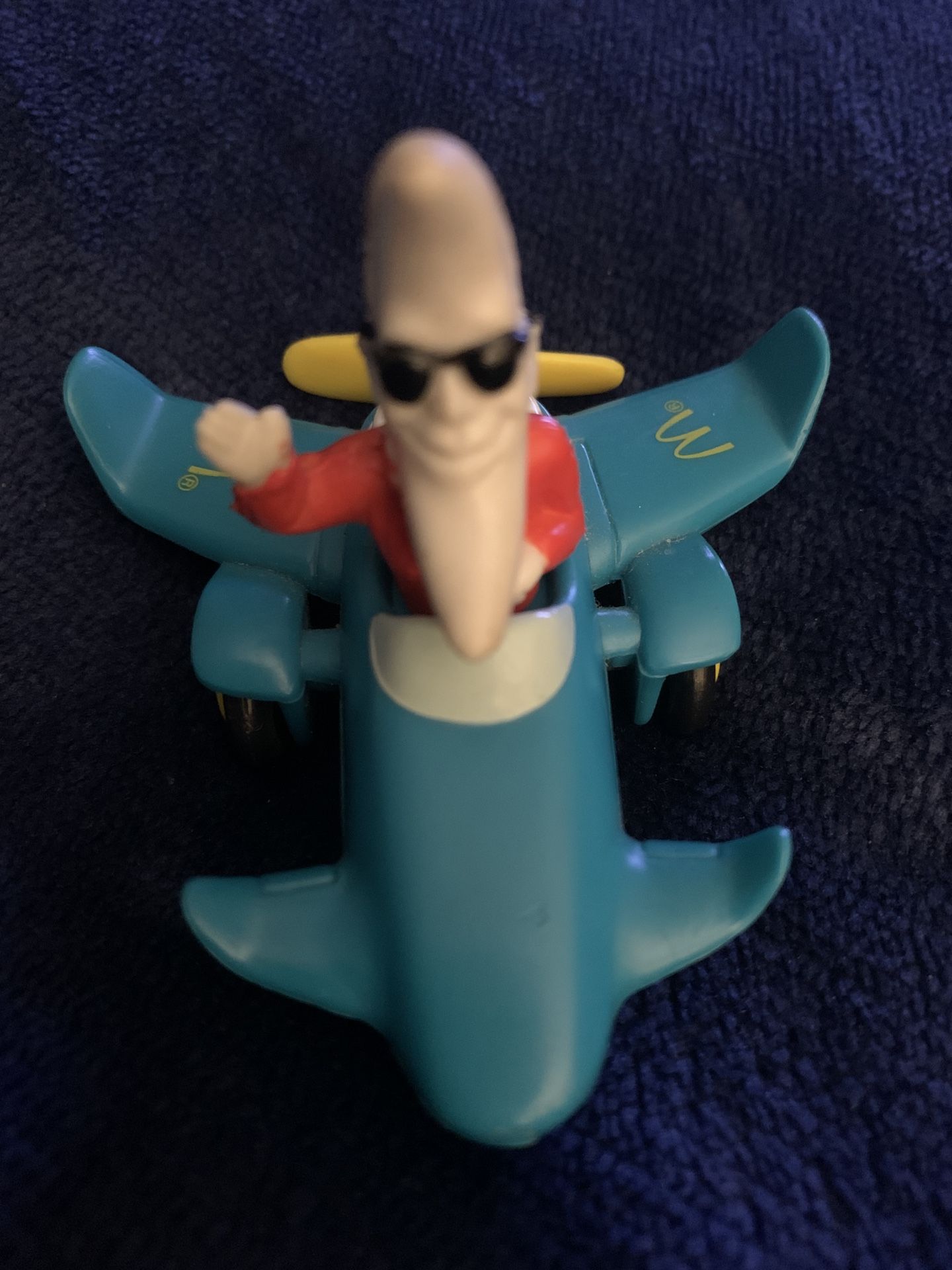 It’s “Mac Tonite” McDonald's Happy Meal Toy Moon Man blue plane airplane Vintage 1988