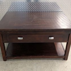 Rolling Coffee Table With Lifting Top And Storage Compartment
