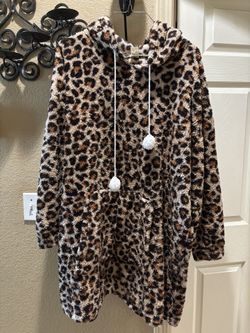 Cheetah Print Oversized Plush Hoodie