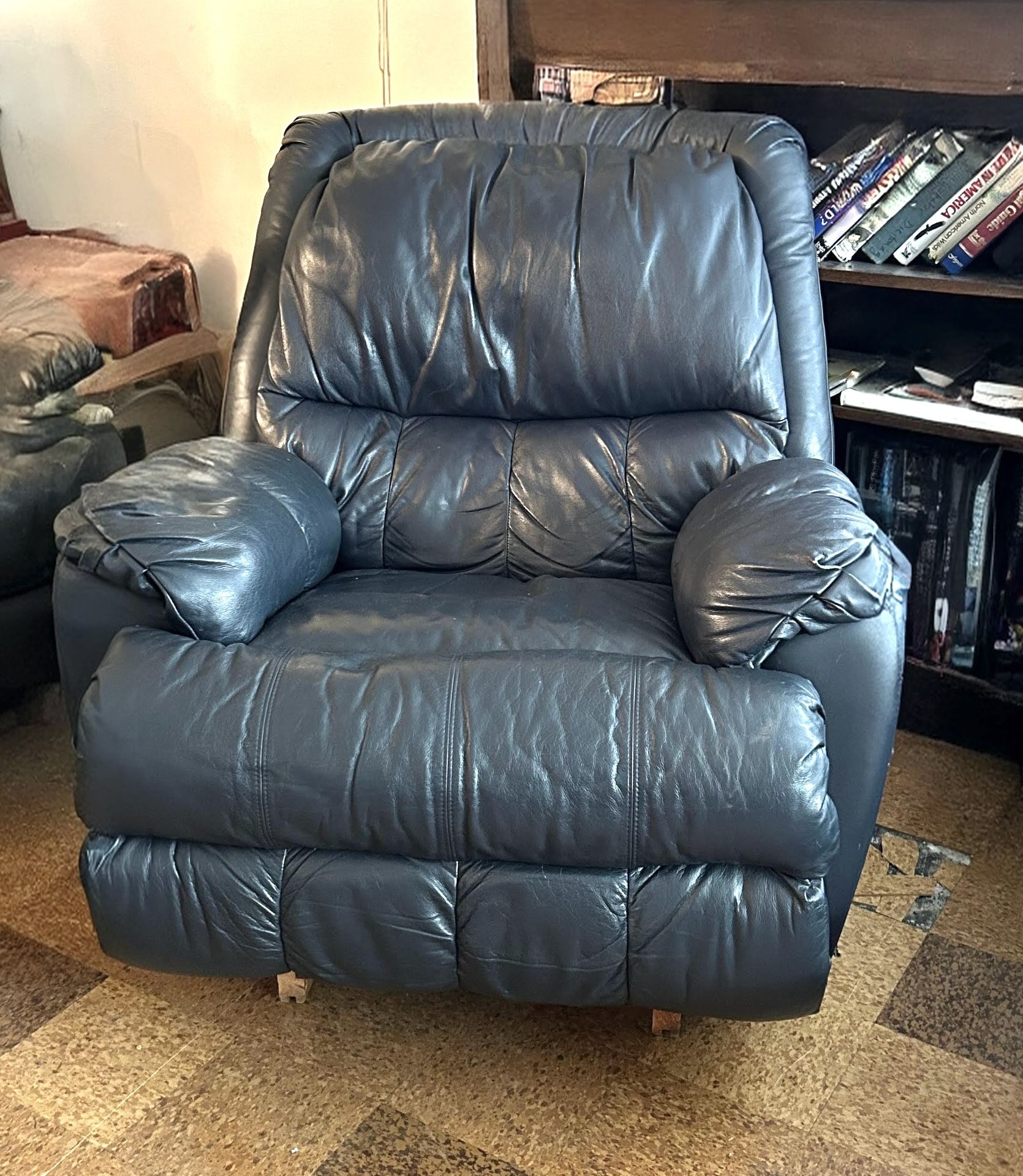 Blue Leather La-Z-Boy Recliner