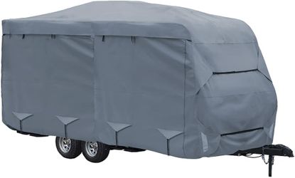 GEARFLAG Travel Trailer Cover Camper Cover Multi-Layers with Reinforced Windproof Side-Straps Anti-UV Water-Resistance Heavy Duty for Motorhome 