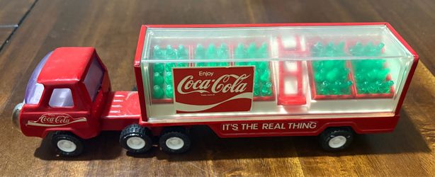 Vintage Buddy L Coca Cola Semi & Trailer Pressed Steel 10 1/2"L + 4 Extra Cases