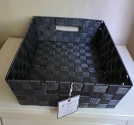 Woven strap storage bin (dark grey)
