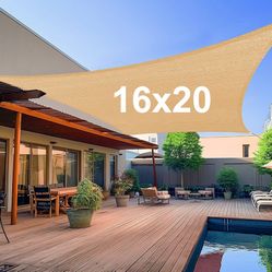 (NEW) $50 Rectangle 16x20’ Sun Shade Sail Outdoor Canopy Patio Top Cover 175gsm , (Beige, Gray, Black)