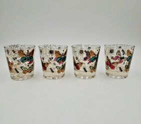 Vintage Georges Briard Butterfly Rocks Glasses - Set of 4.