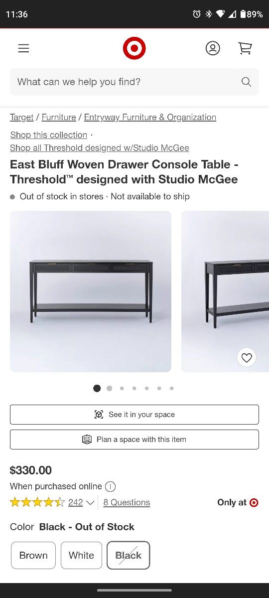East Bluff Woven Drawer Console Table - Threshold™ designed with Studio McGee