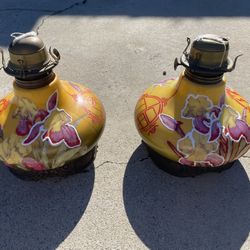 Oil Lamps Victorian Chinese Antique 
