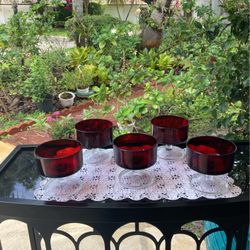Set of 5  Ruby Red Sherbets/Sundaes