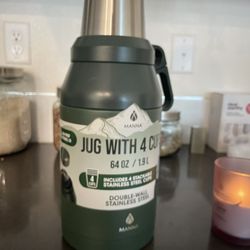 Jug With 4 Stainless Steel Cups New 