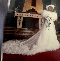 Wedding gown and hat