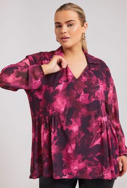 Magenta  Abstract Blouse  Shirt