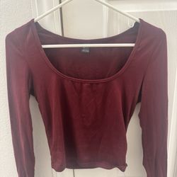 Red Long Sleeve Fitted Top-size Xs 
