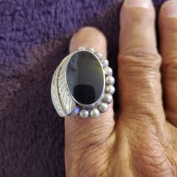 Vintage Sterling Silver Black Onyx Taxco Mexico Ring 