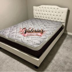 New queen bed frame with mattress