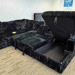 NEW SECTIONAL SOFA SLEEPER WITH STORAGE CHAISE AND FREE DELIVERY
