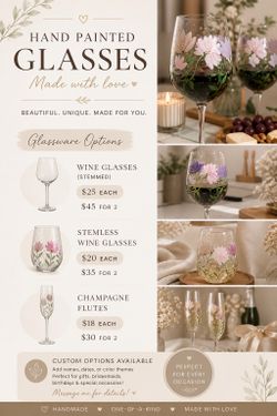 Custom Hand Painted Wine Glasses