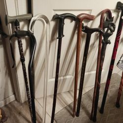 LARG COLLECTION CANES WALKING STICKS FR 8 EACH WOOD FANCY ONES 10 EACH 