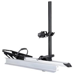 Foldable 1-Bike Hitch E-bike Rack with Ramp, Folding Single Electric Bike Carrier, 100 LBS Capacity, Fits 2'' Receiver