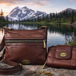 Vintage Fossil Explorer Crossbody Bag  & Wallet