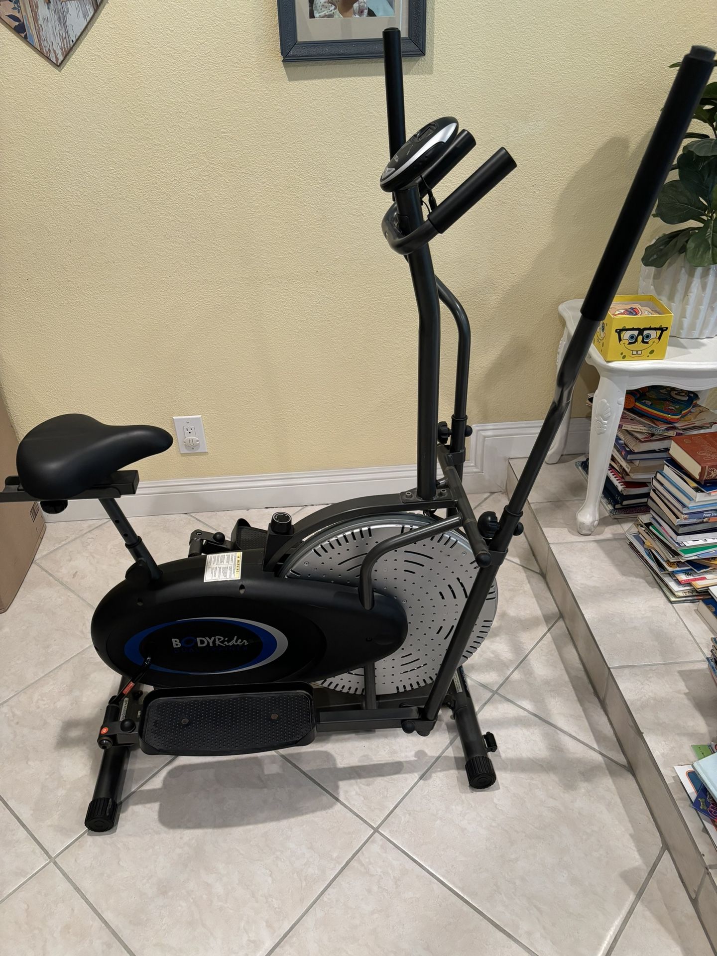 Body Flex Body Rider 2-in-1 Cardio Dual Trainer Elliptical and Upright Exercise Bike