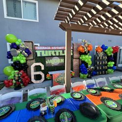 Ninja Turtle, Backdrops, Balloons Theme-birthday