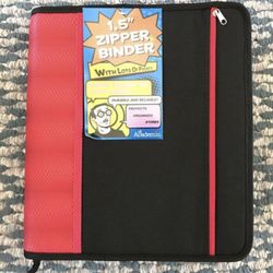 1.5" Zipper binder in red or blue - NEW