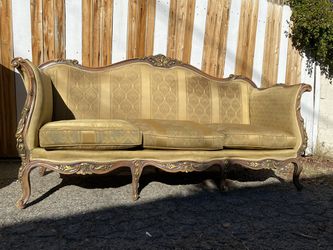 Beautiful Large Antique Couch Sofa Gold Brown Italian Love Seat Chairs  Excellent Condition Sturdy Italy Thumbnail