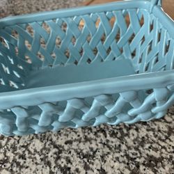 Porcelain Hand Woven Basket Lt Blue Grace’s Pantry