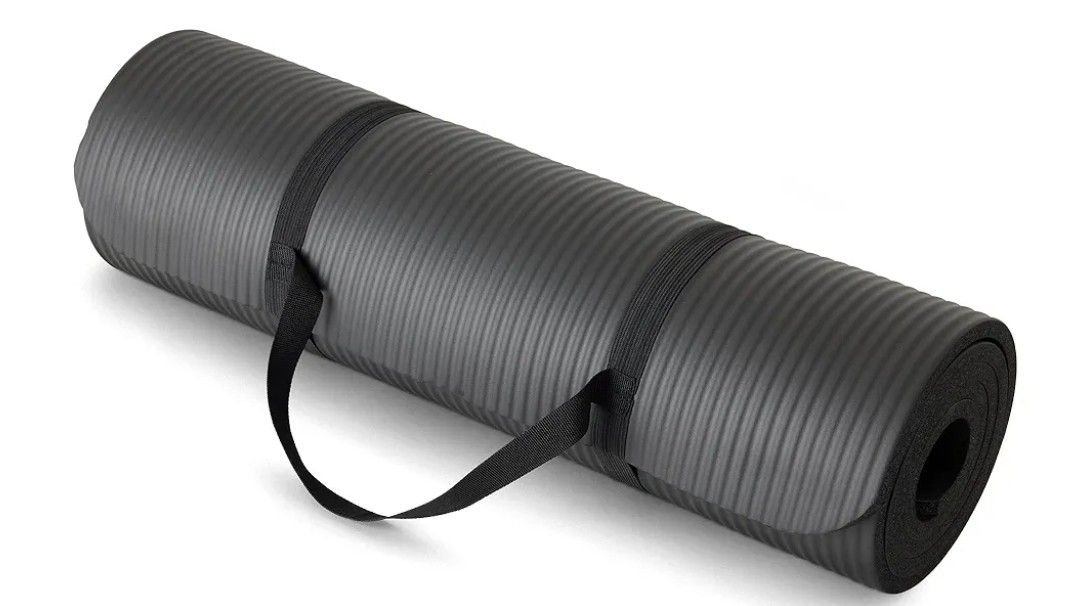 Amazon Basics 1/2 Inch Extra Thick Exercise Yoga Mat with Carrying Strap, Cushioned Support, for Fitness and Gym Workouts