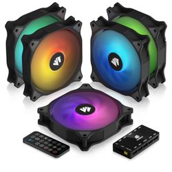 ASIAHORSE WD-001 Series 120mm Case Fan with Controller, Black 5V ARGB
