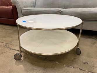 IKEA Vintage Glass 2 Tier Coffee Table with Wheels