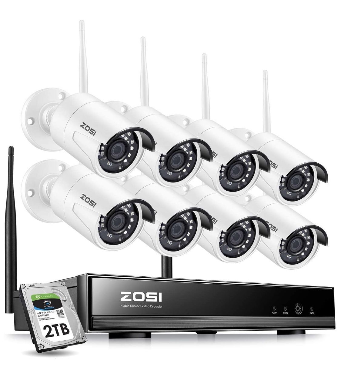 Zosi wireless security system 1080p 8 cameras 2Tb