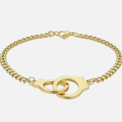 Stainless Steel Gold Plated Handcuffs Bracelet Unisex Fashion Jewelry