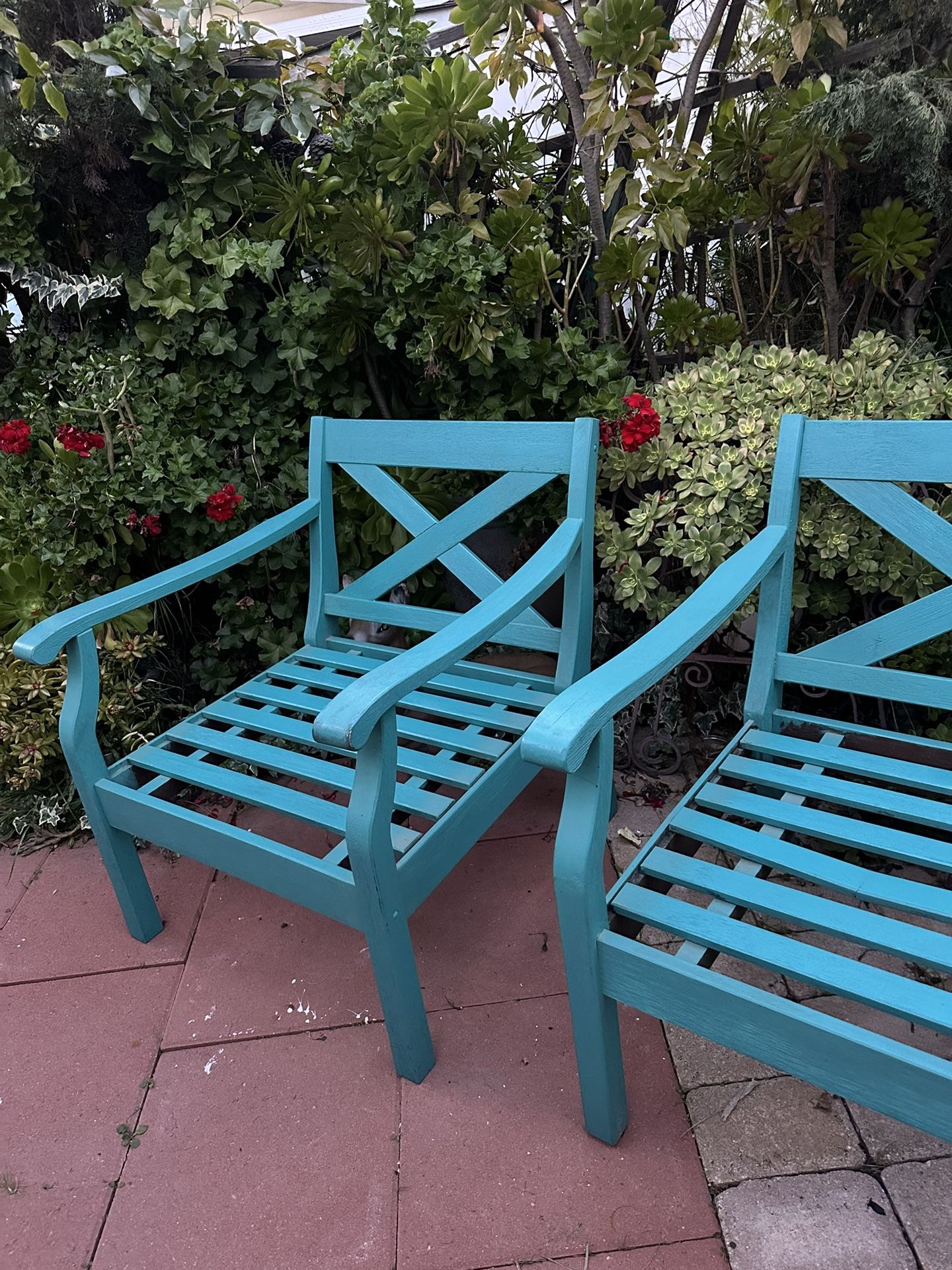 3 Pcs Patio Furniture Wood Chairs Set.  Delivery Available For Extra Fee. 