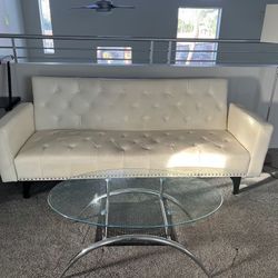White faux Leather Futon 