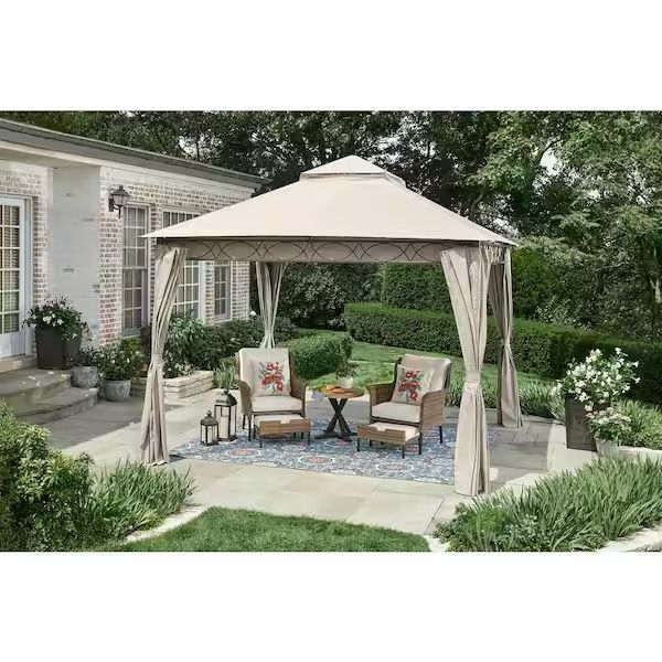 Palantine 10.5 ft. x 10.5 ft. Tan Soft Top Gazebo