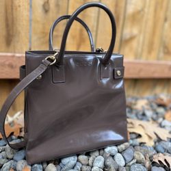 Gucci Vintage Brown Patent Leather Tote Bag