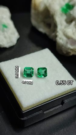 💚 Natural Colombian Emerald Pair – Emerald Cut | 4.0 × 3.9 mm | 0.55 CT Total Weight 💚
