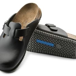 New Birkenstock Boston BS 0060196 Size EU 42 US L 11 Black Leather Clogs
