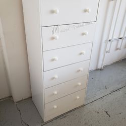 White 6 Drawer Upright