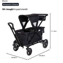 Baby Trend Expedition 2-in-1 Stroller Wagon Plus, Ultra Black